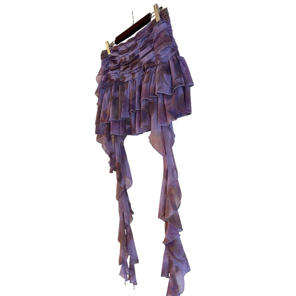 Silence + Noise Ruffle Winnie Cascading Mini Skirt Purple Small Zara Larsson - Picture 2 of 5